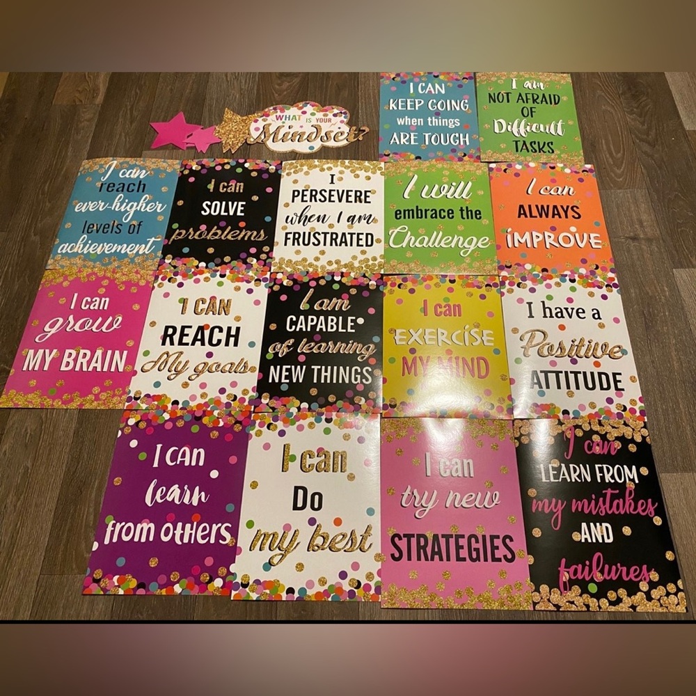 Pasimy 23 Pcs | Growth Mindset Poster | Grow Your Mindset Bulletin Board